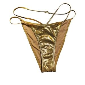 Forever 21 Metallic Bronze Bikini Bottom Gold Shimmer Small